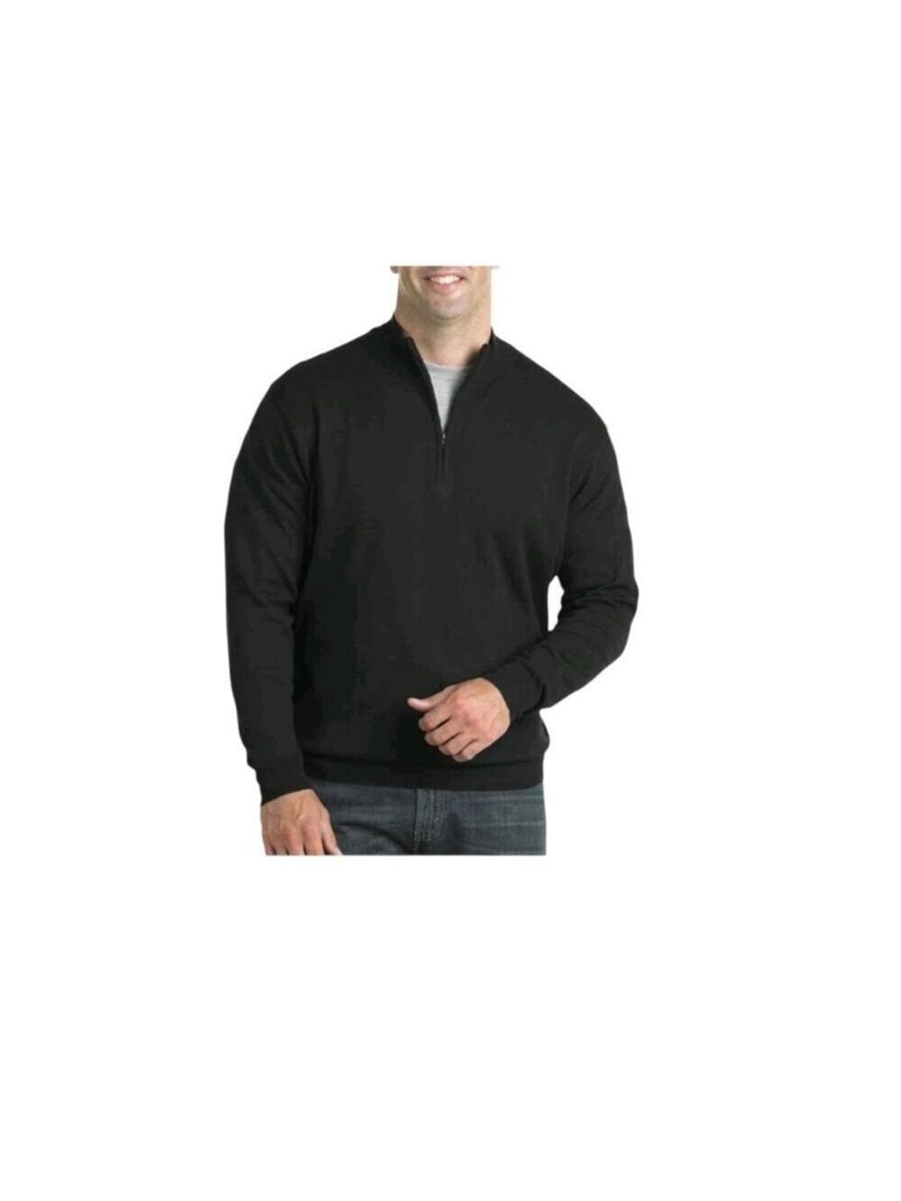 NEW Harbor Bay (HB) DXL Black Cotton Quarter Zip Sweater Size 5XL Tall
